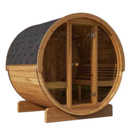 Model E7G Home Sauna Barrel with Glass Wall