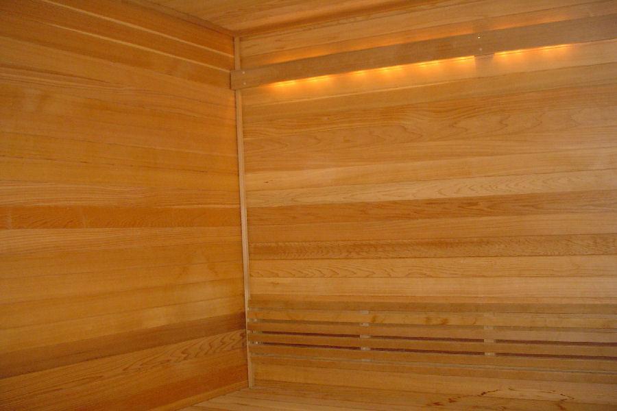 Amerec Valance Lighting is a Nice Touch for a Sauna Room 