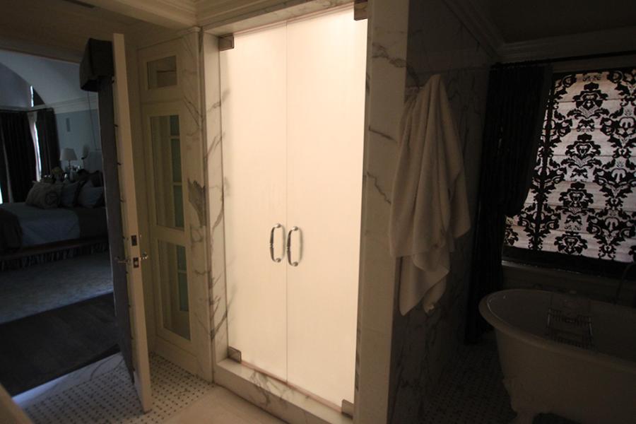 Dual French Doors and Lighting For A Steam Shower with Steam