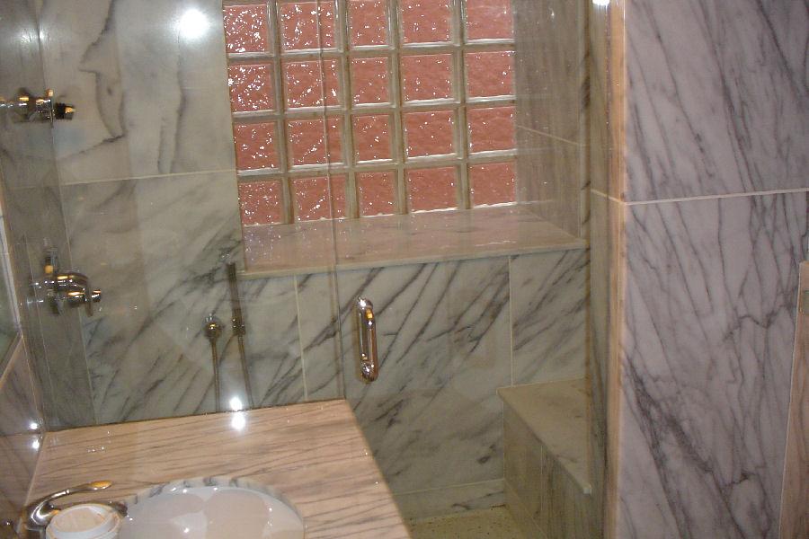 Mr Steam Marble and Ceramic Steam Shower with All Glass Front