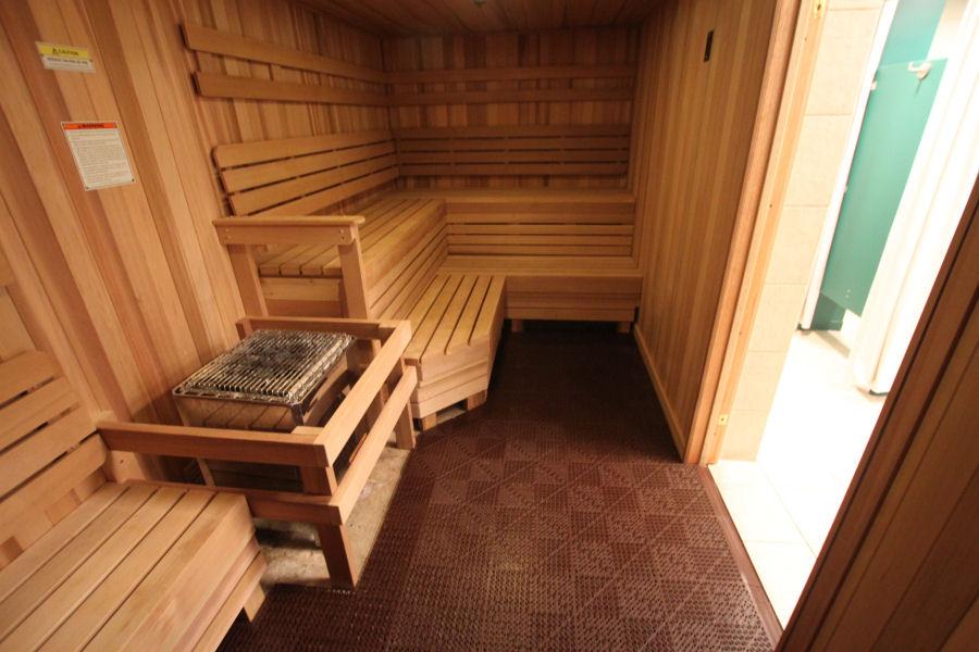 Sauna Room with Vinyl Tile Flooring
