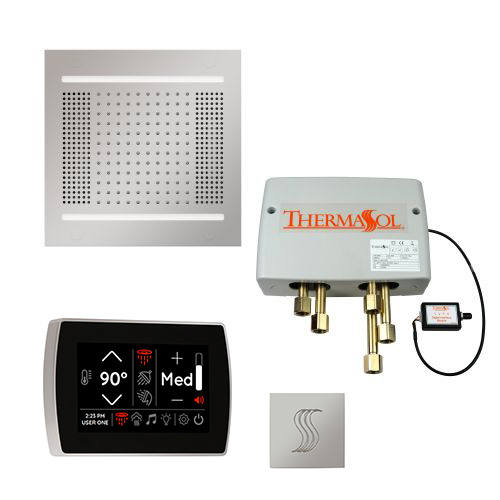 ThermaSol Total Wellness Package - HydroVive 14 Rainhead + SignaTouch Control (Wall Mount) + Digital Shower Valve + Steam Head Kit (Square) TWPH14SR-PC Polished Chrome