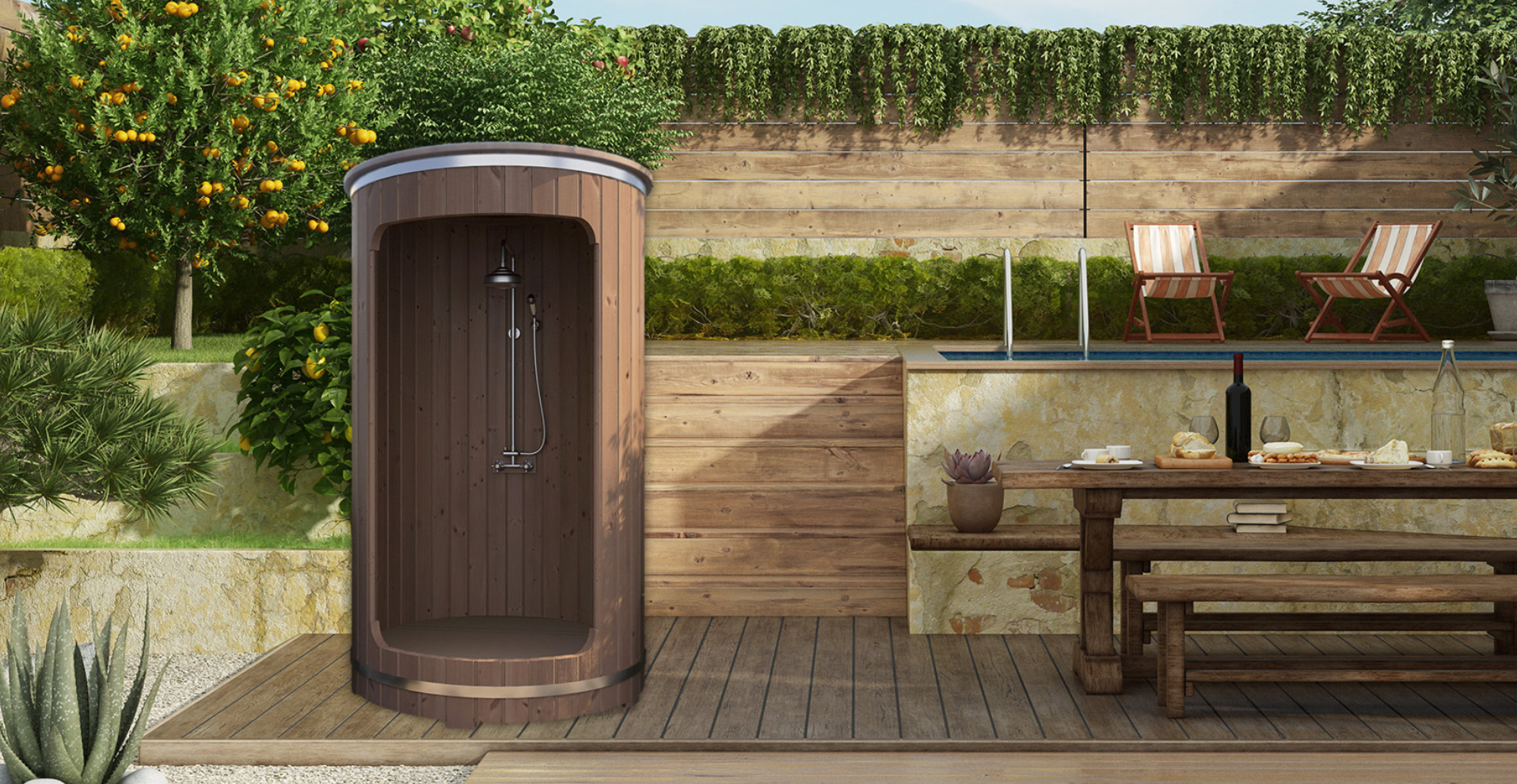Outdoor Shower Barrel by SaunaLife