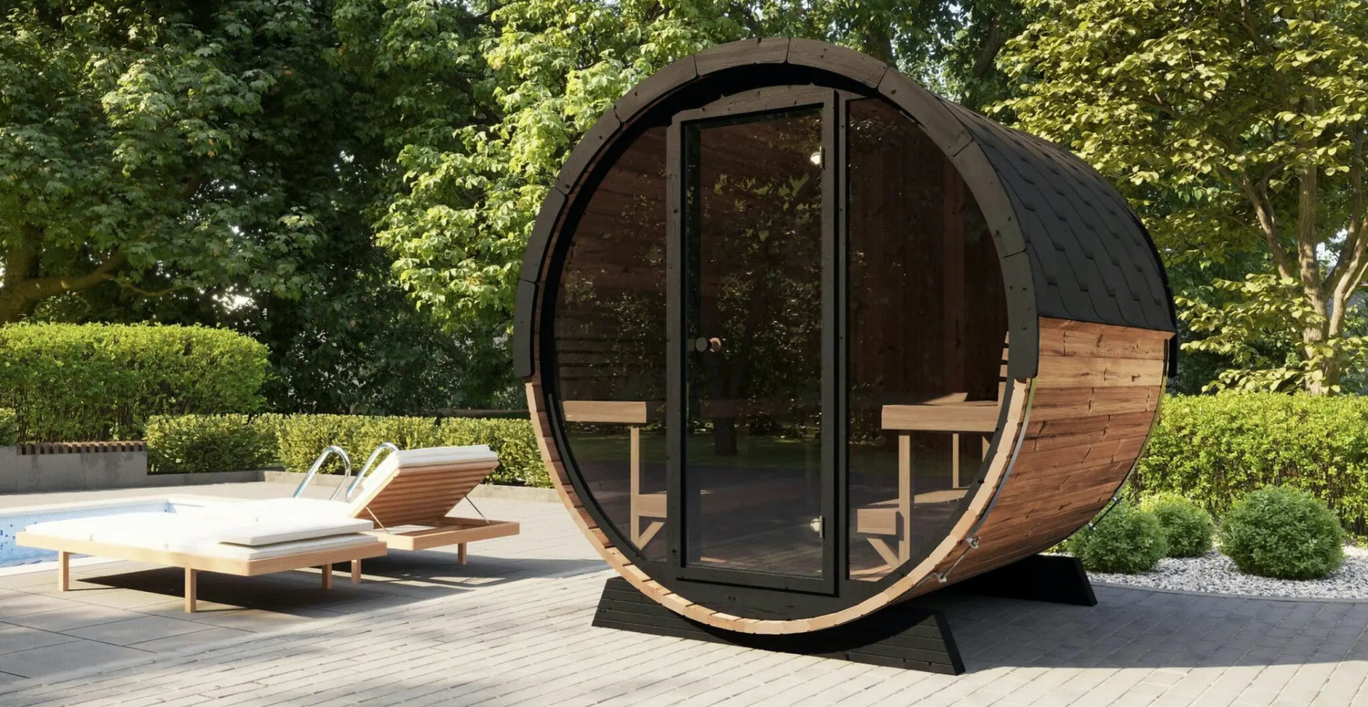 Outdoor Barrel Sauna by SaunaLife