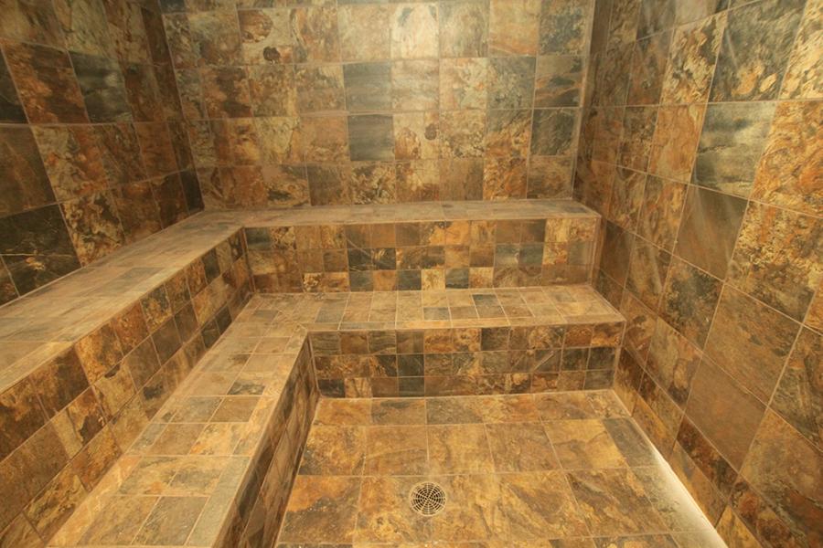 Large Commercial Steam Room with Two Tier Benching