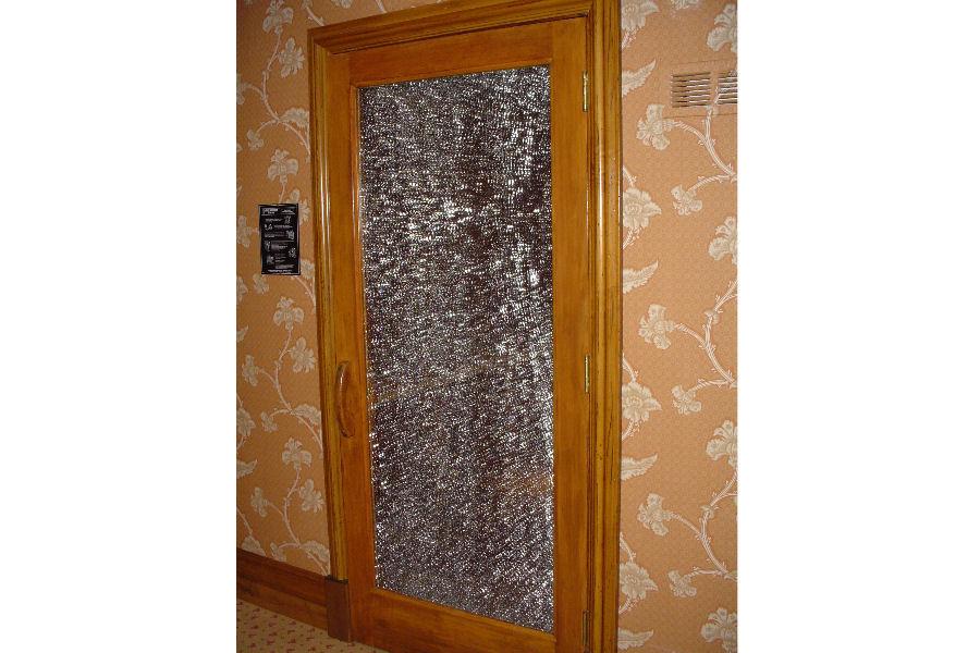 Sauna Door with Shattered Glass