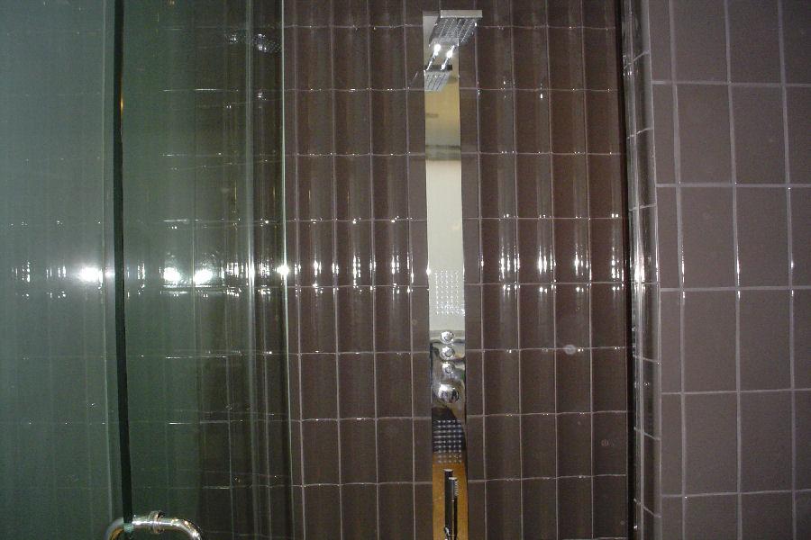 Steam Shower with Curved Tiles and A Shower Tower