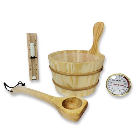 Sauna Bucket Ladle Thermometer Timer Accessory Kit