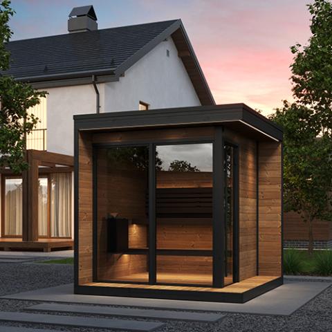 SaunaLife GL6 Modern Outdoor Sauna Kit Render 1