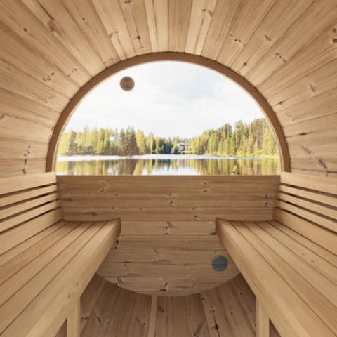 SaunaLife E6W Sauna Barrel with half-moon window