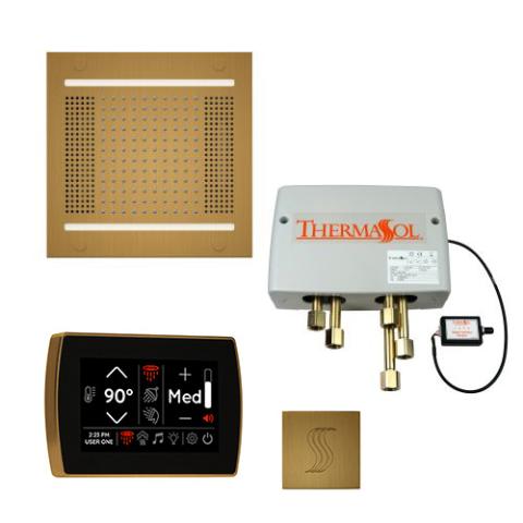 ThermaSol Total Wellness Package - HydroVive 14 Rainhead + SignaTouch Control (Wall Mount) + Digital Shower Valve + Steam Head Kit (Square) TWPH14SR-AB Antique Brass