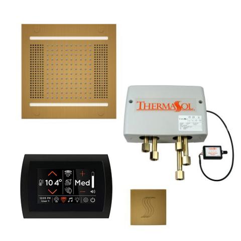 ThermaSol Total Wellness Package - HydroVive 14 Rainhead + SignaTouch Control (Recessed, Black Trim) + Digital Shower Valve + Steam Head Kit (Square) TWPH14SS-AB Antique Brass