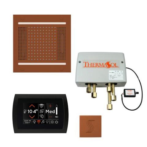 ThermaSol Total Wellness Package - HydroVive 14 Rainhead + SignaTouch Control (Recessed, Black Trim) + Digital Shower Valve + Steam Head Kit (Square) TWPH14SS-ACOP Antique Copper