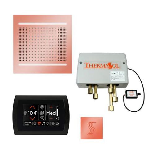 ThermaSol Total Wellness Package - HydroVive 14 Rainhead + SignaTouch Control (Recessed, Black Trim) + Digital Shower Valve + Steam Head Kit (Square) TWPH14SS-COP Copper