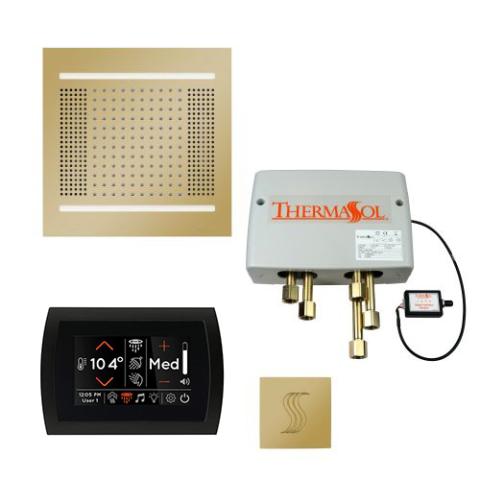 ThermaSol Total Wellness Package - HydroVive 14 Rainhead + SignaTouch Control (Recessed, Black Trim) + Digital Shower Valve + Steam Head Kit (Square) TWPH14SS-PB Polished Brass