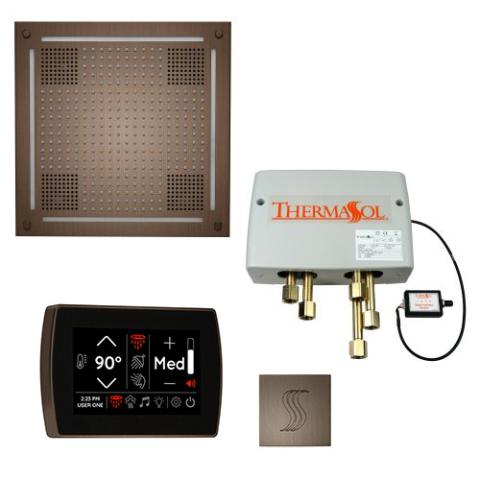 ThermaSol Total Wellness Package - HydroVive 18 Rainhead + SignaTouch Control (Wall Mount) + Digital Shower Valve + Steam Head Kit (Square) TWPHSR-AN Antique Nickel