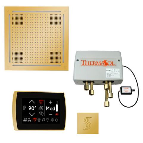 ThermaSol Total Wellness Package - HydroVive 18 Rainhead + SignaTouch Control (Wall Mount) + Digital Shower Valve + Steam Head Kit (Square) TWPHSR-PG Polished Gold