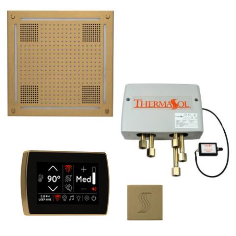 ThermaSol Total Wellness Package - HydroVive 18 Rainhead + SignaTouch Control (Wall Mount) + Digital Shower Valve + Steam Head Kit (Square) TWPHSR-SB Satin Brass