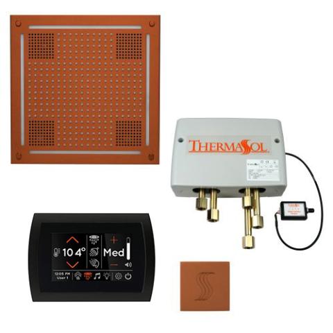 ThermaSol Total Wellness Package - HydroVive 18 Rainhead + SignaTouch Control (Recessed, Black Trim) + Digital Shower Valve + Steam Head Kit (Square) TWPHSS-ACOP Antique Copper