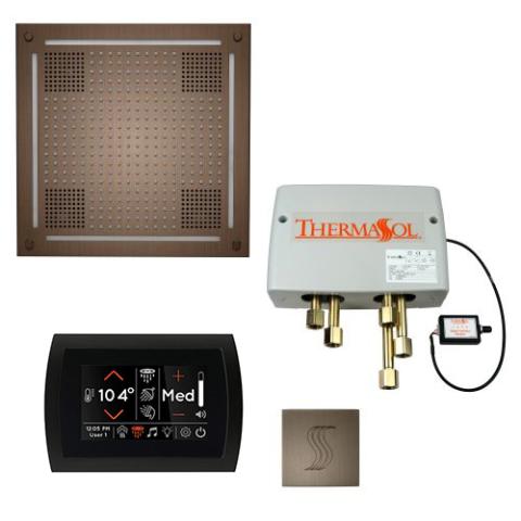 ThermaSol Total Wellness Package - HydroVive 18 Rainhead + SignaTouch Control (Recessed, Black Trim) + Digital Shower Valve + Steam Head Kit (Square) TWPHSS-AN Antique Nickel