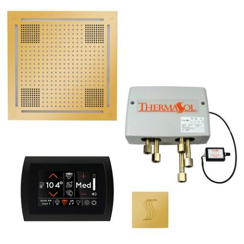 ThermaSol Total Wellness Package - HydroVive 18 Rainhead + SignaTouch Control (Recessed, Black Trim) + Digital Shower Valve + Steam Head Kit (Square) TWPHSS-PG Polished Gold