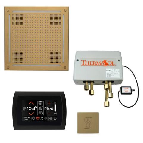 ThermaSol Total Wellness Package - HydroVive 18 Rainhead + SignaTouch Control (Recessed, Black Trim) + Digital Shower Valve + Steam Head Kit (Square) TWPHSS-SB Satin Brass