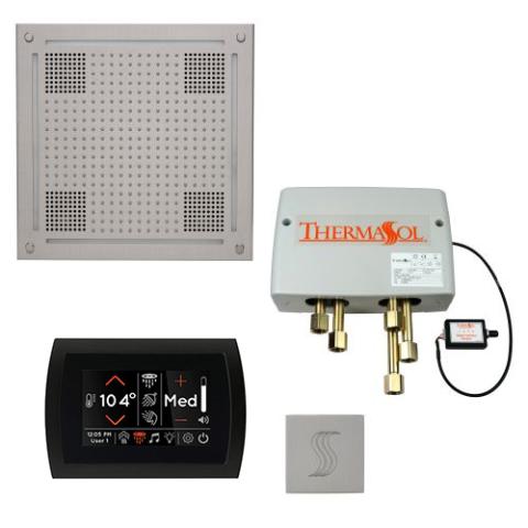 ThermaSol Total Wellness Package - HydroVive 18 Rainhead + SignaTouch Control (Recessed, Black Trim) + Digital Shower Valve + Steam Head Kit (Square) TWPHSS-SC Satin Chrome