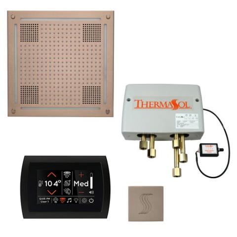 ThermaSol Total Wellness Package - HydroVive 18 Rainhead + SignaTouch Control (Recessed, Black Trim) + Digital Shower Valve + Steam Head Kit (Square) TWPHSS-SN Satin Nickel