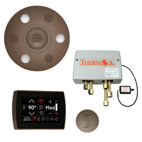 ThermaSol Total Wellness Package - Serenity Advanced Rainhead (Round) + SignaTouch Control (Wall Mount) + Digital Shower Valve + Steam Head Kit (Round) TWPSR-AN Antique Nickel