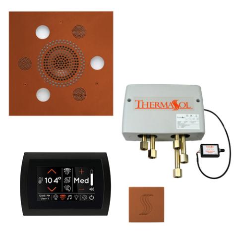 ThermaSol Total Wellness Package - Serenity Advanced Rainhead (Square) + SignaTouch Control (Recessed, Black Trim) + Digital Shower Valve + Steam Head Kit (Square) TWPSS-ACOP Antique Copper