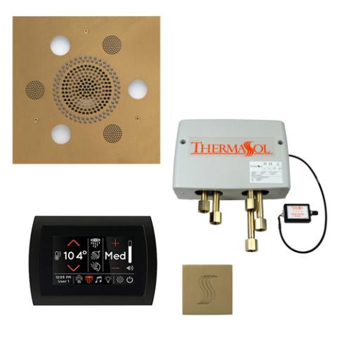 ThermaSol Total Wellness Package - Serenity Advanced Rainhead (Square) + SignaTouch Control (Recessed, Black Trim) + Digital Shower Valve + Steam Head Kit (Square) TWPSS-SB Satin Brass