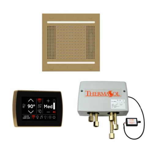 ThermaSol Wellness Shower Package - HydroVive 14 Rainhead + SignaTouch Control (Wall Mount) + Digital Shower Valve WH14SPSR-SB Satin Brass