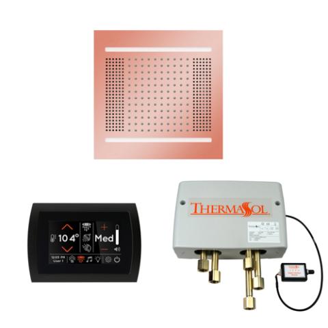 ThermaSol Wellness Shower Package - HydroVive 14 Rainhead + SignaTouch Control (Recessed, Black Trim) + Digital Shower Valve WH14SPSS-COP Copper