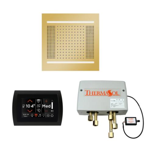 ThermaSol Wellness Shower Package - HydroVive 14 Rainhead + SignaTouch Control (Recessed, Black Trim) + Digital Shower Valve WH14SPSS-PG Polished Gold