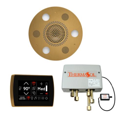 ThermaSol Wellness Shower Package - Serenity Advanced Rainhead (Round) + SignaTouch Control (Wall Mount) + Digital Shower Valve WSPSR-AB Antique Brass