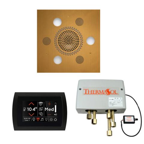 ThermaSol Wellness Shower Package - Serenity Advanced Rainhead (Square) + SignaTouch Control (Recessed, Black Trim) + Digital Shower Valve WSPSS-AB Antique Brass