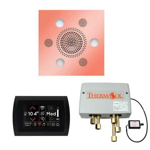 ThermaSol Wellness Shower Package - Serenity Advanced Rainhead (Square) + SignaTouch Control (Recessed, Black Trim) + Digital Shower Valve WSPSS-COP Copper