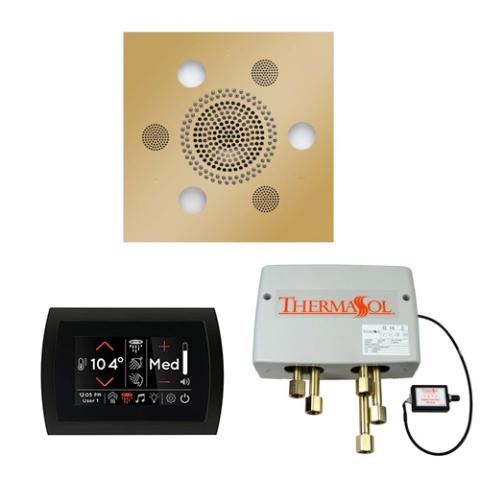 ThermaSol Wellness Shower Package - Serenity Advanced Rainhead (Square) + SignaTouch Control (Recessed, Black Trim) + Digital Shower Valve WSPSS-PB Polished Brass