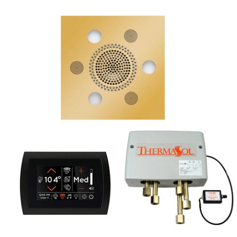 ThermaSol Wellness Shower Package - Serenity Advanced Rainhead (Square) + SignaTouch Control (Recessed, Black Trim) + Digital Shower Valve WSPSS-PG Polished Gold