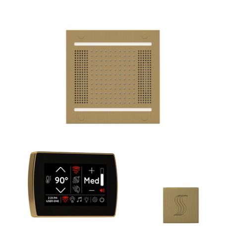 ThermaSol Wellness Steam Package - HydroVive 14 Rainhead + SignaTouch Control (Wall Mount) + Steam Head Kit (Square) WH14STPSR-SB Satin Brass