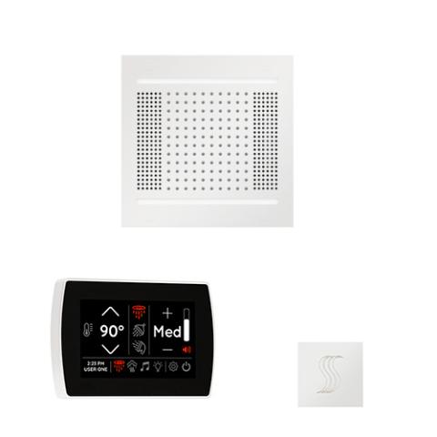 ThermaSol Wellness Steam Package - HydroVive 14 Rainhead + SignaTouch Control (Wall Mount) + Steam Head Kit (Square) WH14STPSR-WHT White