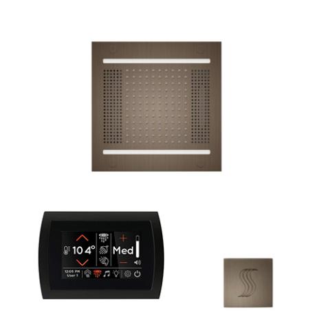ThermaSol Wellness Steam Package - HydroVive 14 Rainhead + SignaTouch Control (Recessed, Black Trim) + Steam Head Kit (Square) WH14STPSS-AN Antique Nickel