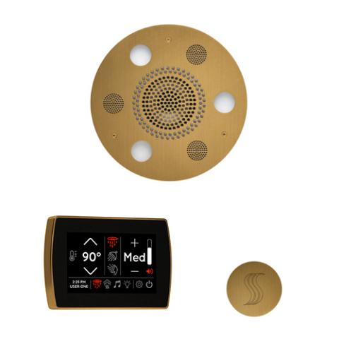 ThermaSol Wellness Steam Package - Serenity Advanced Rainhead (Round) + SignaTouch Control (Wall Mount) + Steam Head Kit (Round) WSTPSR-AB Antique Brass