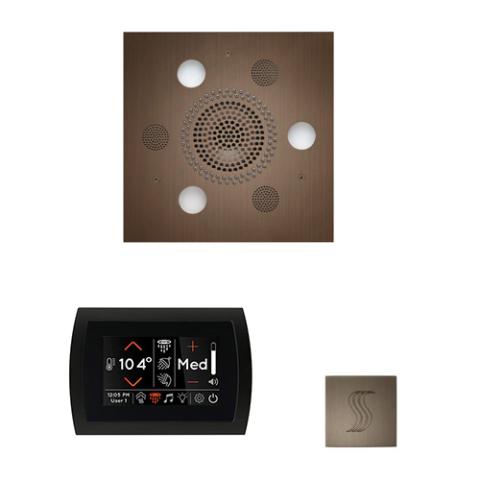 ThermaSol Wellness Steam Package - Serenity Advanced Rainhead (Square) + SignaTouch Control (Recessed, Black Trim) + Steam Head Kit (Square) WSTPSS-AN Antique Nickel