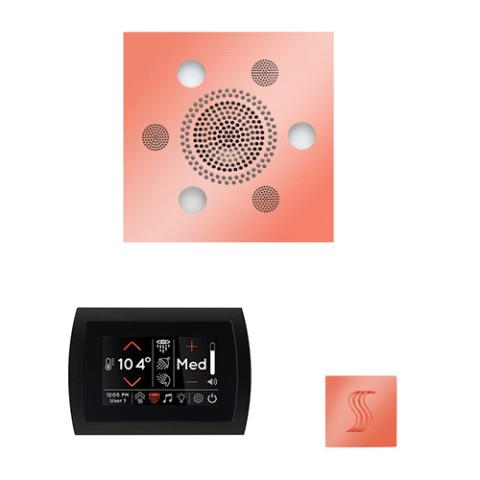ThermaSol Wellness Steam Package - Serenity Advanced Rainhead (Square) + SignaTouch Control (Recessed, Black Trim) + Steam Head Kit (Square) WSTPSS-COP Copper