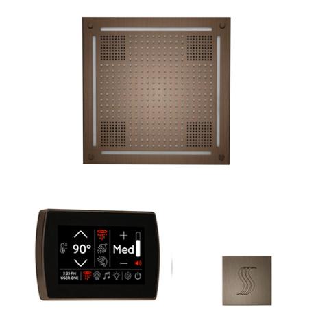 ThermaSol Wellness Steam Package - HydroVive 18 Rainhead + SignaTouch Control (Wall Mount) + Steam Head Kit (Square) WHSTPSR-AN Antique Nickel
