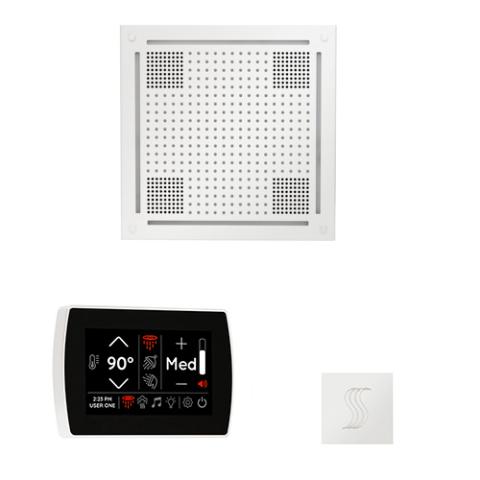 ThermaSol Wellness Steam Package - HydroVive 18 Rainhead + SignaTouch Control (Wall Mount) + Steam Head Kit (Square) WHSTPSR-WHT White