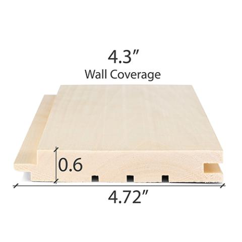 PROSAUNAS Sauna Wood, Aspen, 1x5 (15mm x 120mm), Wall Cladding, STS4 Profile, Nickel-Gap
