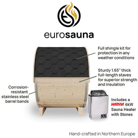 Eurosauna Backyard Sauna Barrel Kit