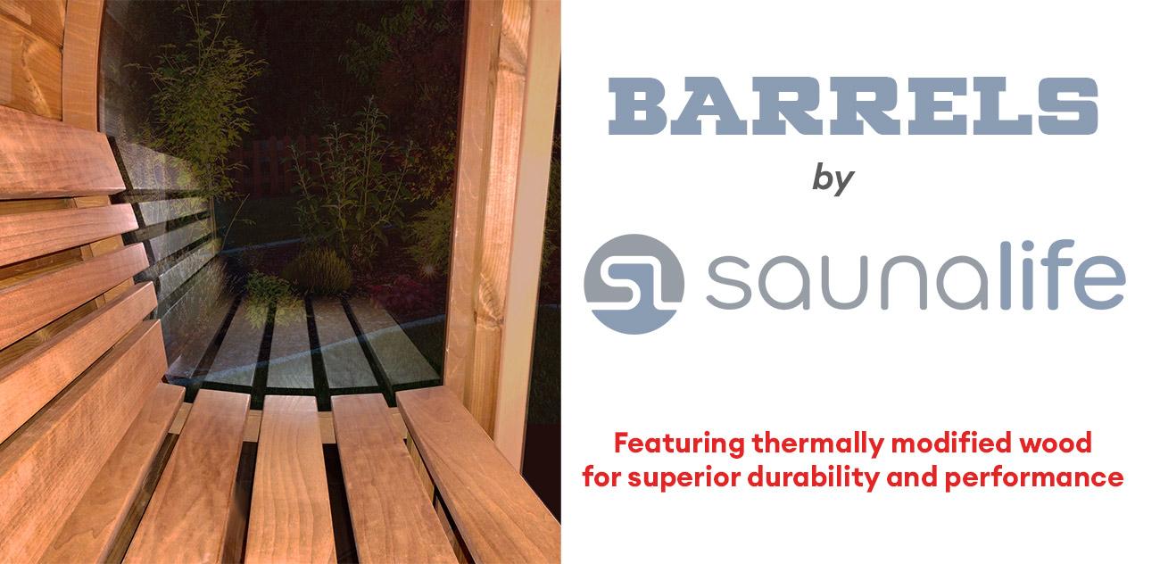 Barrel Saunas from SaunaLife for Homes and Backyards